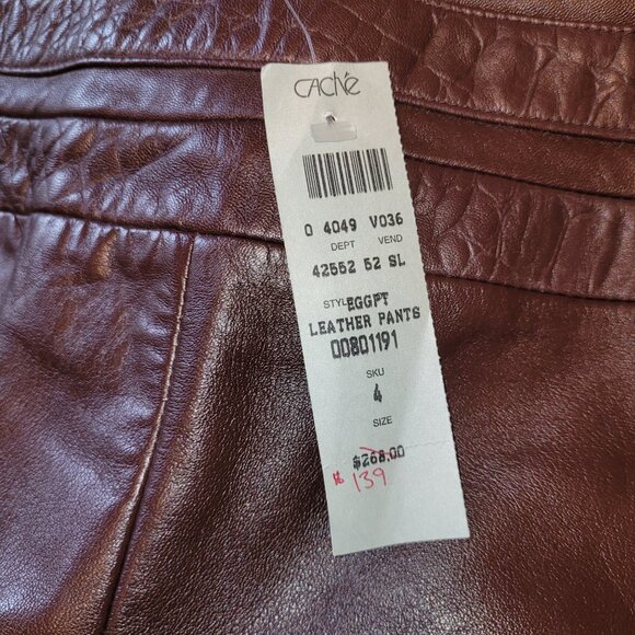 Cache Vintage Genuine Lamb Leather Flare Bootcut Pants - Picture 6 of 6